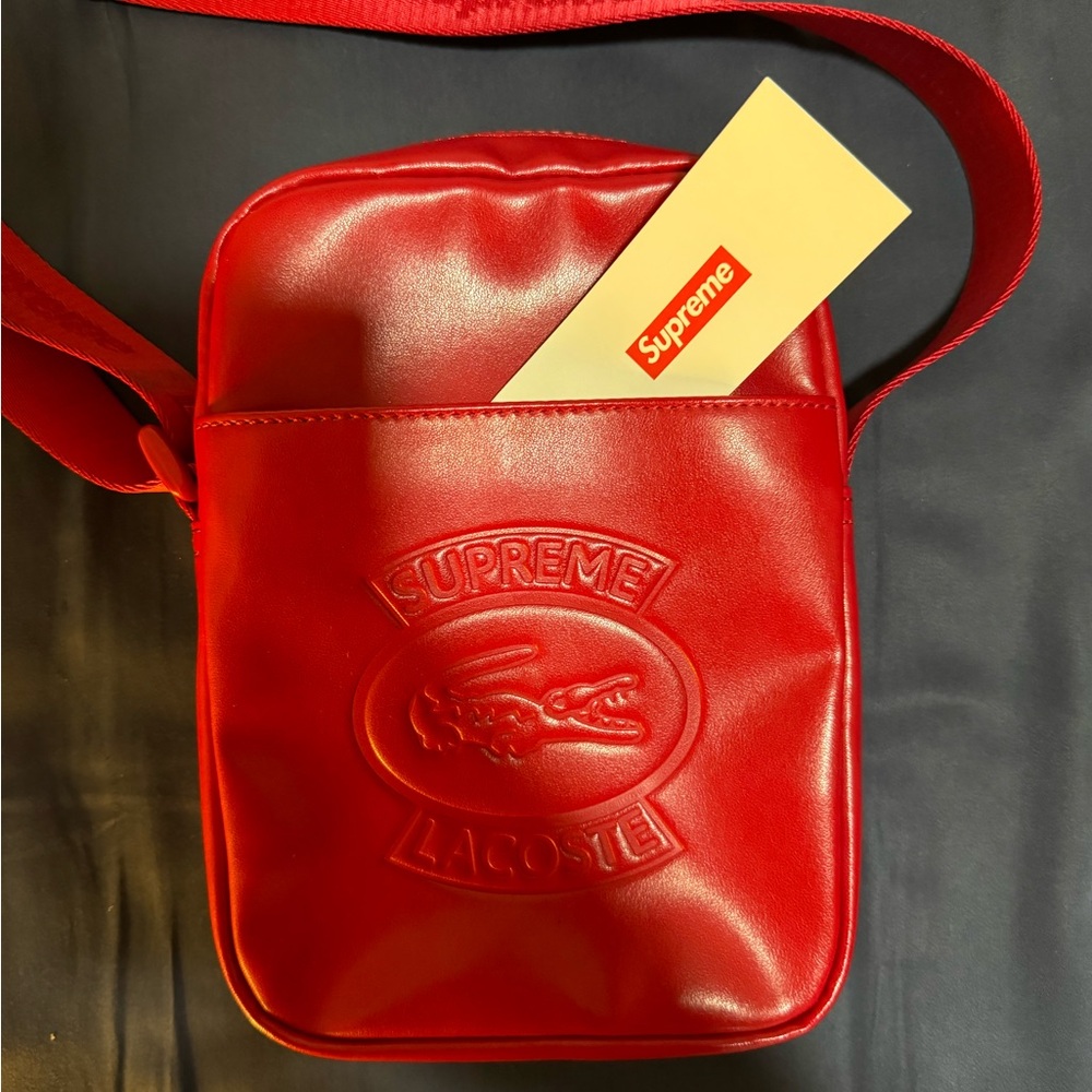 SUPREME fw18 supreme/lacoste leather shoulder bag